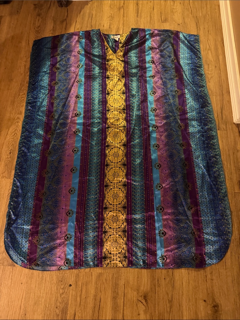 Multicolor Striped Kaftan-Style Women's Dress